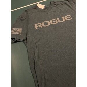 Men’s Rogue American Made T-Shirt LARGE Gray Green Workout Gym Fitness Training